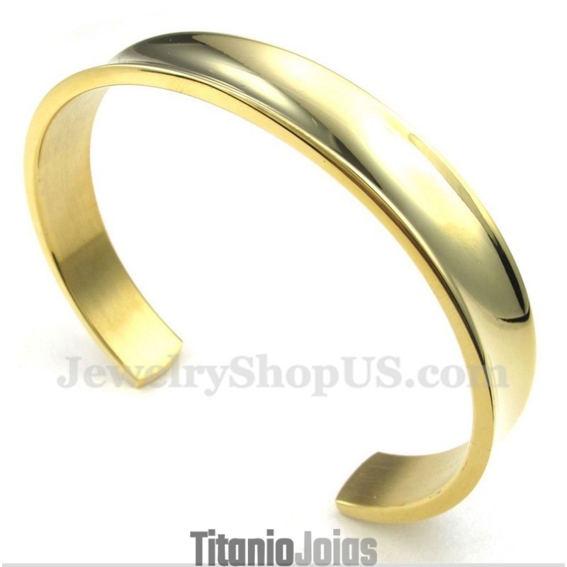 Pulseira Masculina De Titânio E Ouro