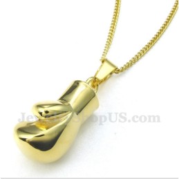 Pingente De Luva De Boxe De Titânio Dourado Masculino Com Corrente Grátis