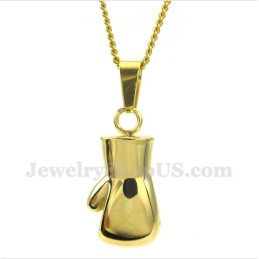 Pingente De Luva De Boxe De Titânio Dourado Masculino Com Corrente Grátis