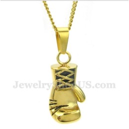 Pingente De Luva De Boxe De Titânio Dourado Masculino Com Corrente Grátis