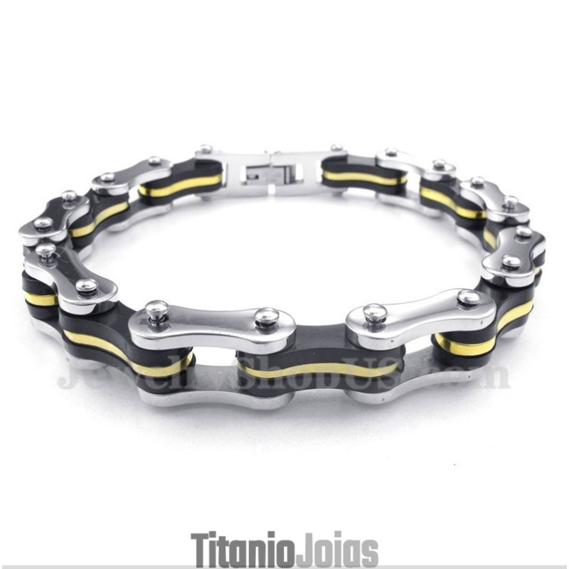 Pulseira De Borracha Com Corrente De Bicicleta De Titânio Masculina