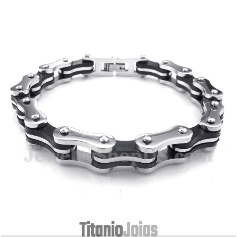 Pulseira De Borracha Com Corrente De Bicicleta De Titânio Masculina Pulseira De Borracha Com Corrente De Bicicleta De Titânio Masculina