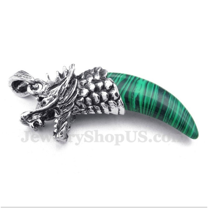 Pingente Masculino De Chifres De Lobo Em Malaquita De Titânio Com Corrente Grátis Pingente Masculino De Chifres De Lobo Em Malaquita De Titânio Com Corrente Grátis