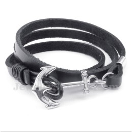 Pulseira Masculina De Couro De Titânio