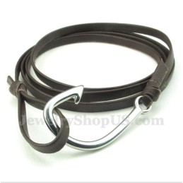 Pulseira Masculina De Couro De Titânio