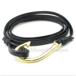 Pulseira Masculina De Couro De Titânio