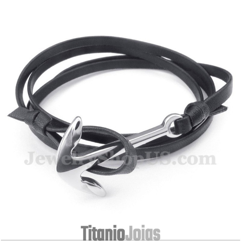 Pulseira Masculina De Couro E Titânio Pulseira Masculina De Couro E Titânio