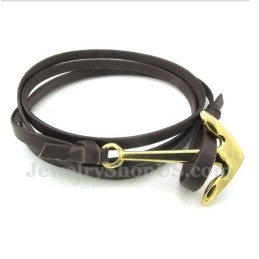 Pulseira Masculina De Couro De Titânio