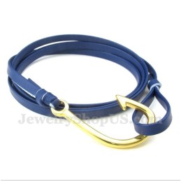 Pulseira De Titânio Com Ganchos De Couro Masculino