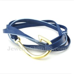 Pulseira De Titânio Com Ganchos De Couro Masculino