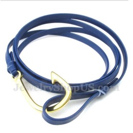 Pulseira De Titânio Com Ganchos De Couro Masculino