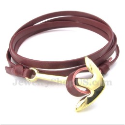 Pulseira De Couro Masculino Anchor Titanium