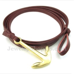 Pulseira De Couro Masculino Anchor Titanium