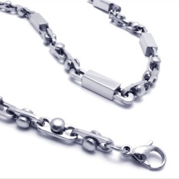 Colar Cuboide De Prata E Titânio De 21,9 Polegadas