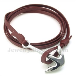 Pulseira De Couro Masculino Anchor Titanium