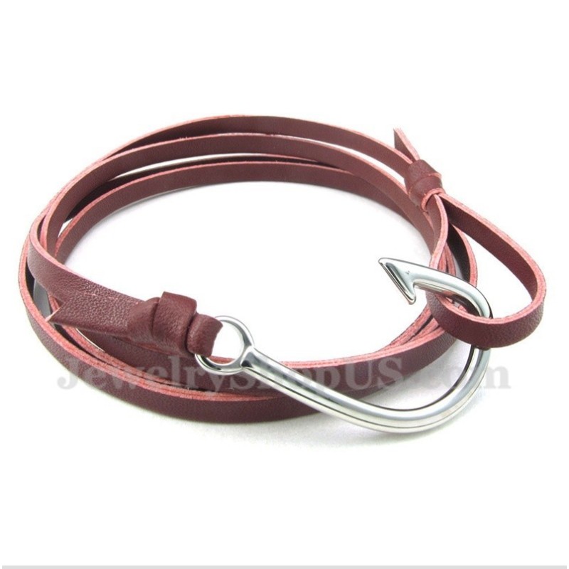 Pulseira De Titânio Com Ganchos De Couro Masculino Pulseira De Titânio Com Ganchos De Couro Masculino