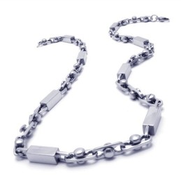 Colar Cuboide De Prata E Titânio De 21,9 Polegadas