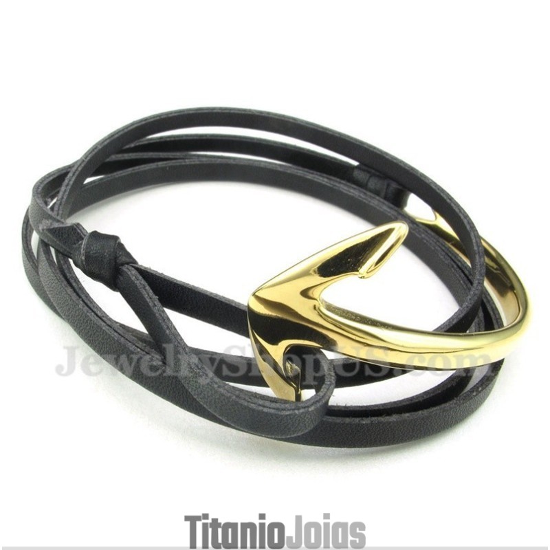 Pulseira De Âncora De Couro De Titânio Masculina Pulseira De Âncora De Couro De Titânio Masculina
