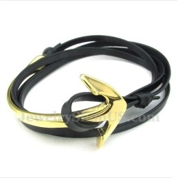 Pulseira De Âncora De Couro De Titânio Masculina