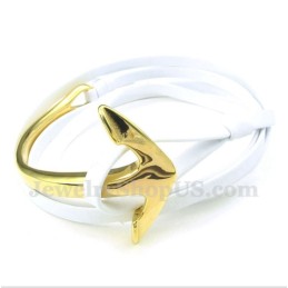 Pulseira De Âncora De Couro De Titânio Masculina