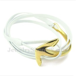 Pulseira De Âncora De Couro De Titânio Masculina
