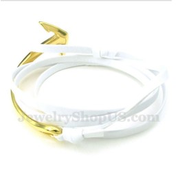 Pulseira De Âncora De Couro De Titânio Masculina