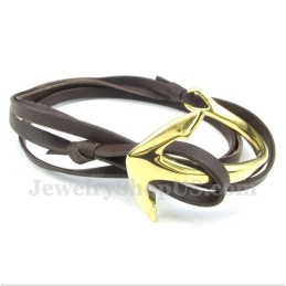 Pulseira De Âncora De Couro De Titânio Masculina