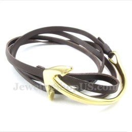 Pulseira De Âncora De Couro De Titânio Masculina