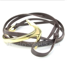 Pulseira De Âncora De Couro De Titânio Masculina