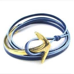 Pulseira De Âncora De Couro De Titânio Masculina