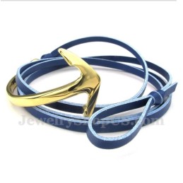 Pulseira De Âncora De Couro De Titânio Masculina