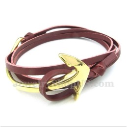 Pulseira De Âncora De Couro De Titânio Masculina
