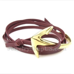 Pulseira De Âncora De Couro De Titânio Masculina