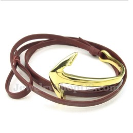 Pulseira De Âncora De Couro De Titânio Masculina