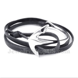 Pulseira De Âncora De Couro De Titânio Masculina
