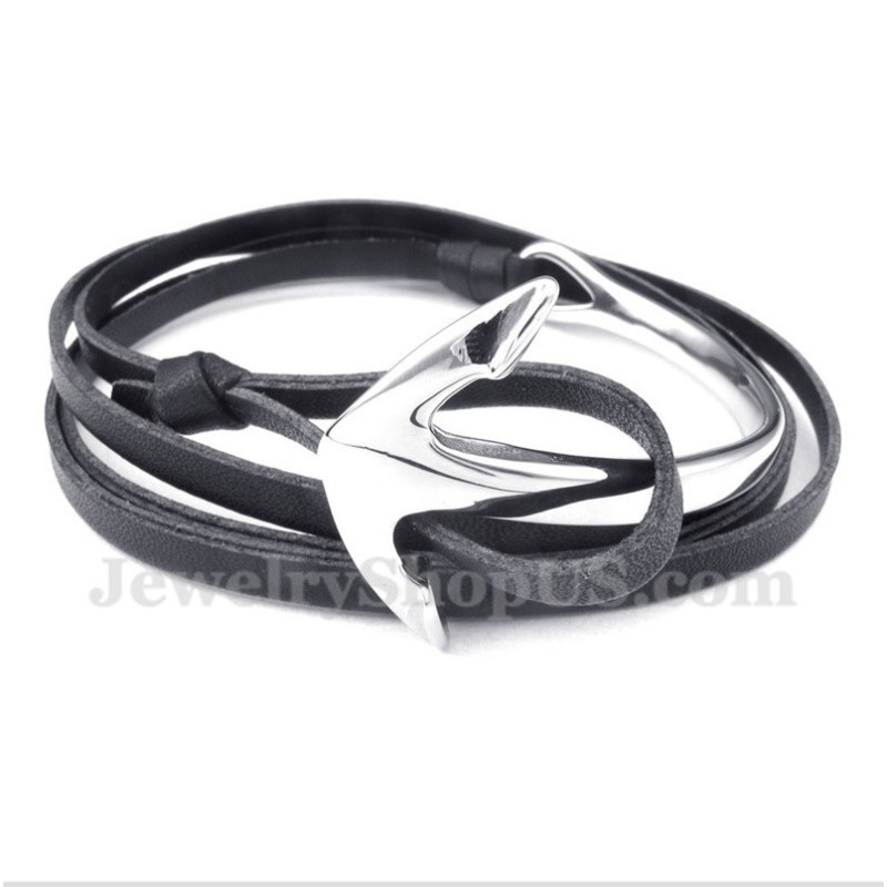 Pulseira De Âncora De Couro De Titânio Masculina Pulseira De Âncora De Couro De Titânio Masculina