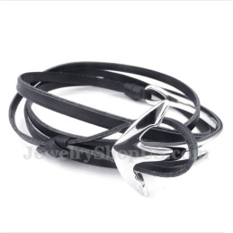 Pulseira De Âncora De Couro De Titânio Masculina