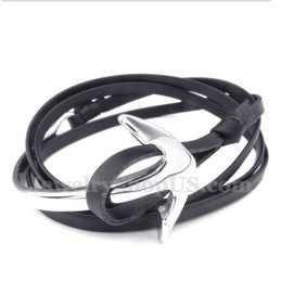 Pulseira De Âncora De Couro De Titânio Masculina