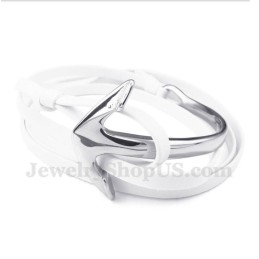 Pulseira De Âncora De Couro De Titânio Masculina