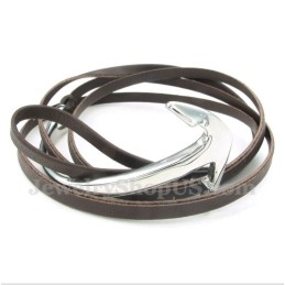 Pulseira De Âncora De Couro De Titânio Masculina