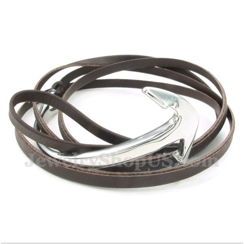 Pulseira De Âncora De Couro De Titânio Masculina Pulseira De Âncora De Couro De Titânio Masculina