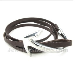 Pulseira De Âncora De Couro De Titânio Masculina