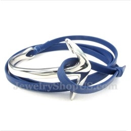 Pulseira De Âncora De Couro De Titânio Masculina