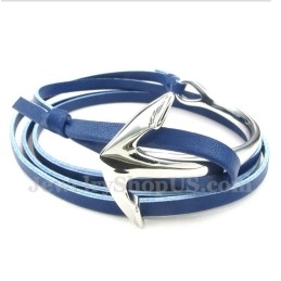 Pulseira De Âncora De Couro De Titânio Masculina