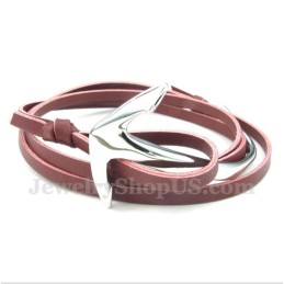 Pulseira De Âncora De Couro De Titânio Masculina