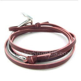 Pulseira De Âncora De Couro De Titânio Masculina