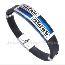 Pulseira Masculina De Titânio E Borracha Azul