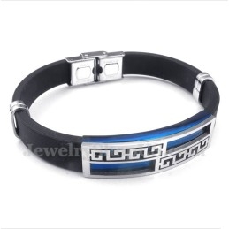 Pulseira Masculina De Titânio E Borracha Azul