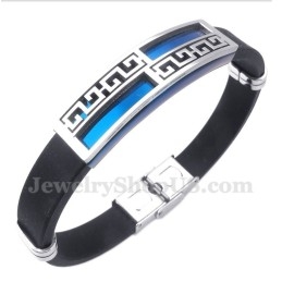Pulseira Masculina De Titânio E Borracha Azul
