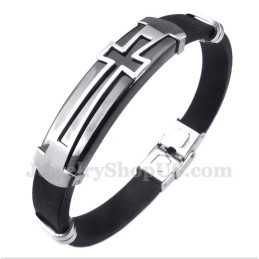 Pulseira Masculina De Titânio E Borracha Com Cruz